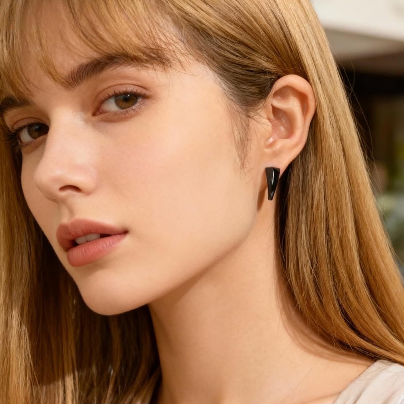 Orecchini Cerchio Uomo Nero in Argento Sterling 925 con Triangoli Unisex Anallergici Orecchini per Adatti a Donna e Uomo