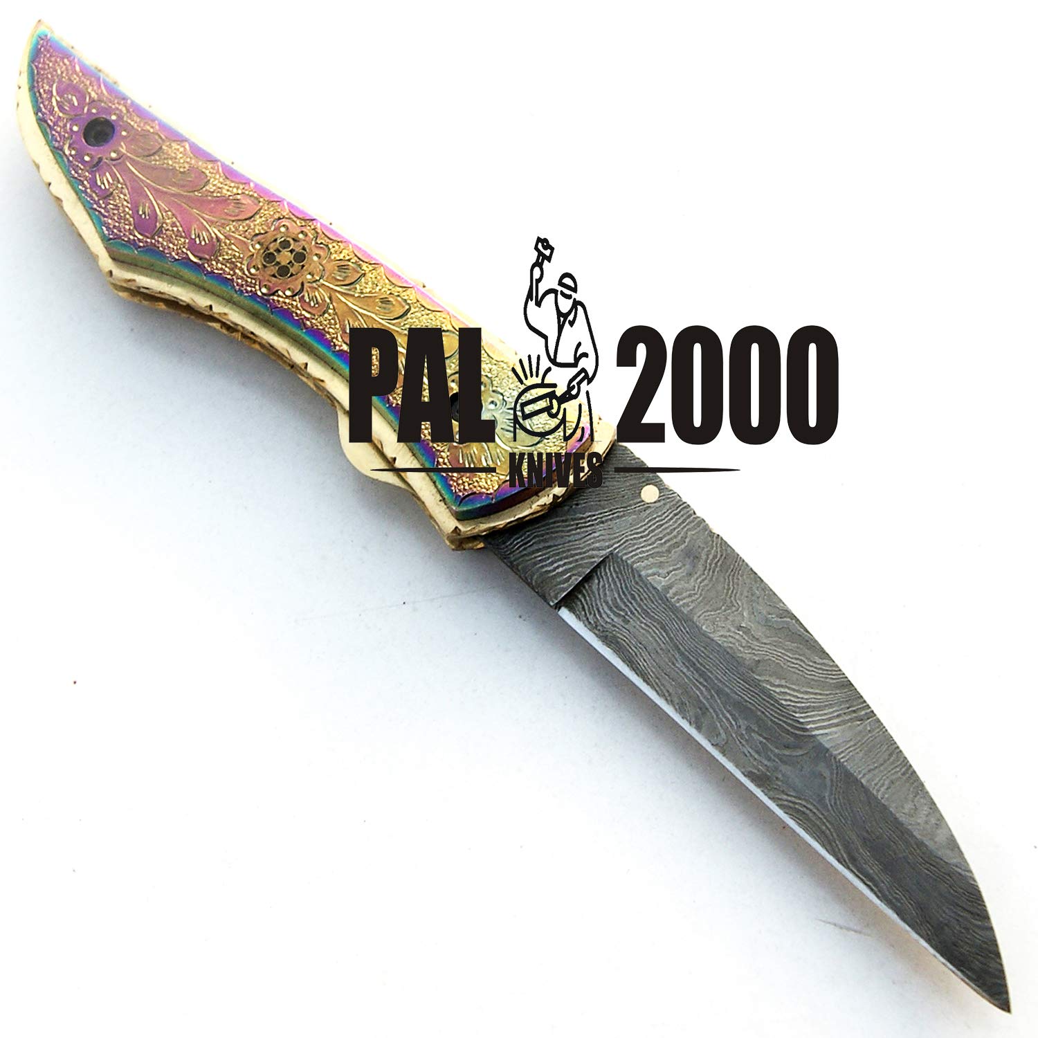 SJRJ 9515 TITANIO cuchillo de hoja de acero de damasco hecho a mano personalizado con funda casa cocina cocinero jardín que acampa herramienta de colección mango pesca y otros cuchillos