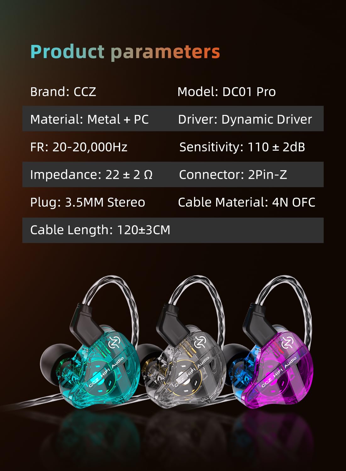 keephifi CCZ DC01 Pro Cuffie in Ear Monitor, 1DD Bass Hifi Auricolari con Filo, Sintonizzazione a Forma di V, Cavi OFC Rimovibili 2Pin-Z (Verde, Senza Micro)