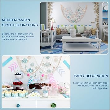 16 Pcs Fish Net Decorations Nautical Decor with Nets Fish Shells