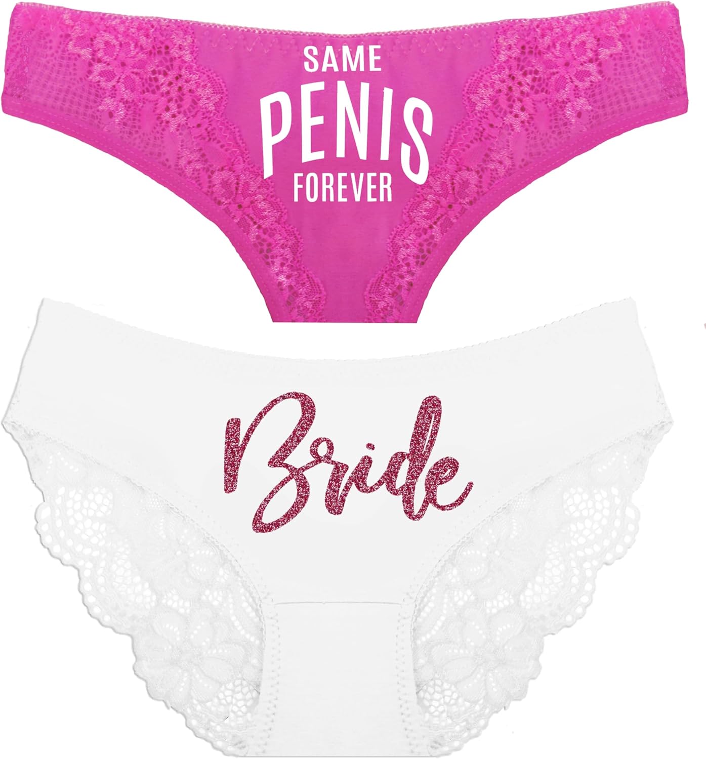 RhinestoneSash Funny Lingerie Shower Gifts for the Bride - Sexy Same Penisis Forever Panties - Bachelorette Party Gift