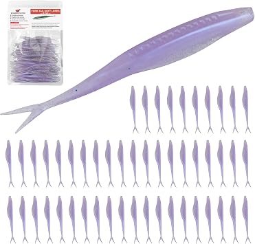 Fishing Bait Soft Plastic Lures, Weighted Hooks & Minnow Lures | 30/50 Pcs Salty Split Tail Jerk Shad Lures, 10 Pack Weedless Swimbait Hooks & 40-Piece Set Options for Bass Fishing