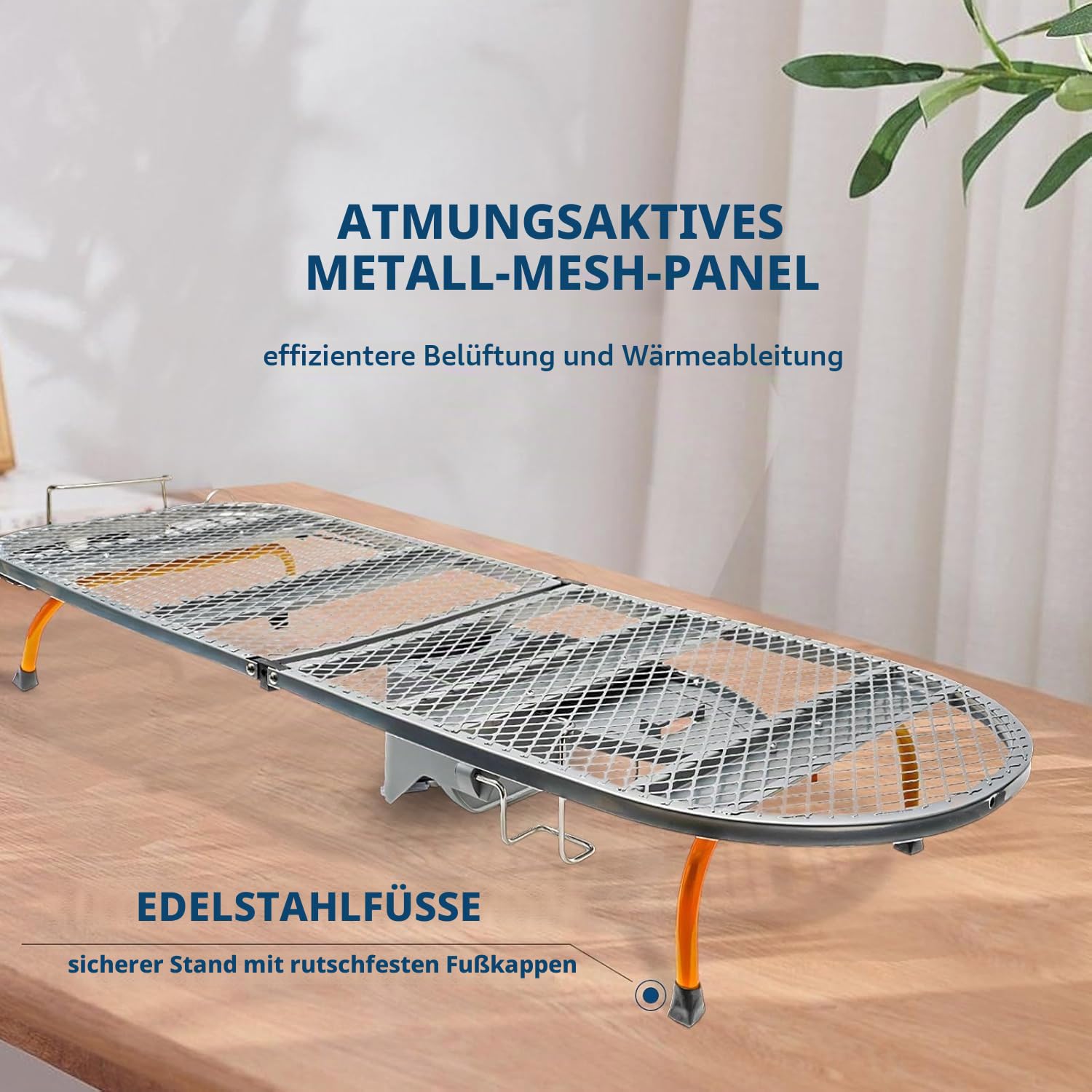 NEWFUN Bügelbrett Klappbar, Tischbügelbrett Klappbar, Tischbügelbrett, Klappbare Tischbeine für Platzersparnis, Kompaktes Bügelbrett mit Bügeltischhalter, Bügeln Schnell und Einfach, Grau,89x33cm