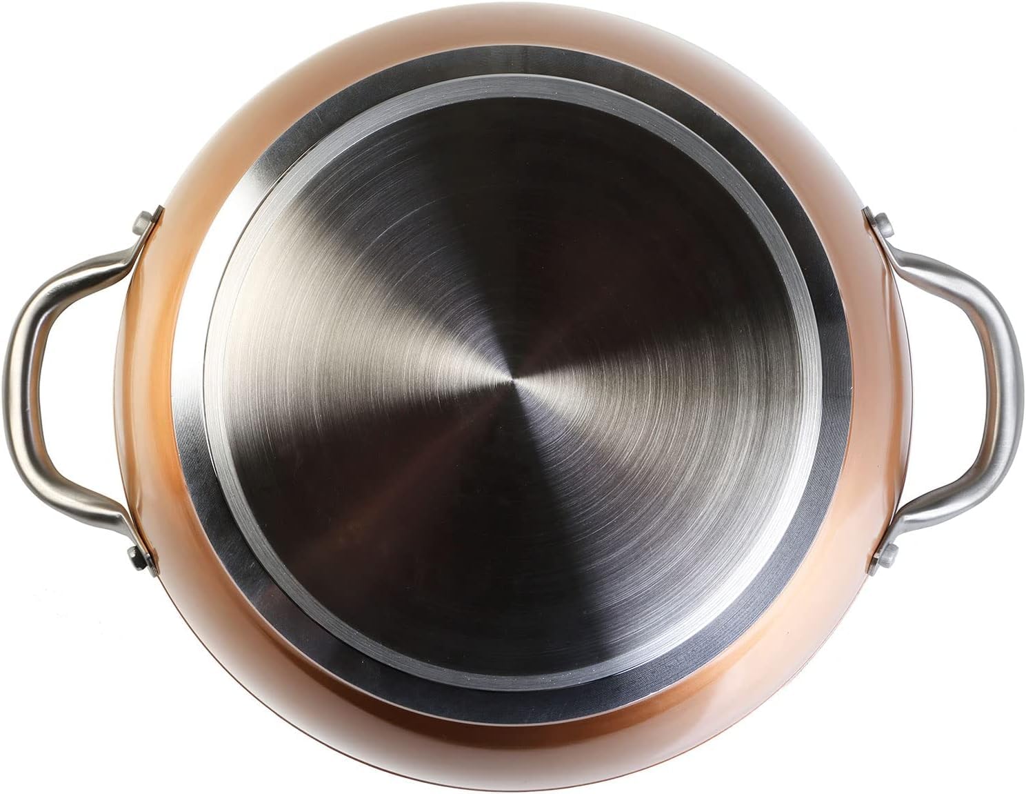 WECOOK! Professional Casseruola Bassa Induzione 24cm, Antiaderente Ecologico senza PFOA, Alluminio Forgiato, 2,8mm Spessore, Rame, Maniglia in Acciaio Inox, Vitroceramica, Forno, Lavastoviglie