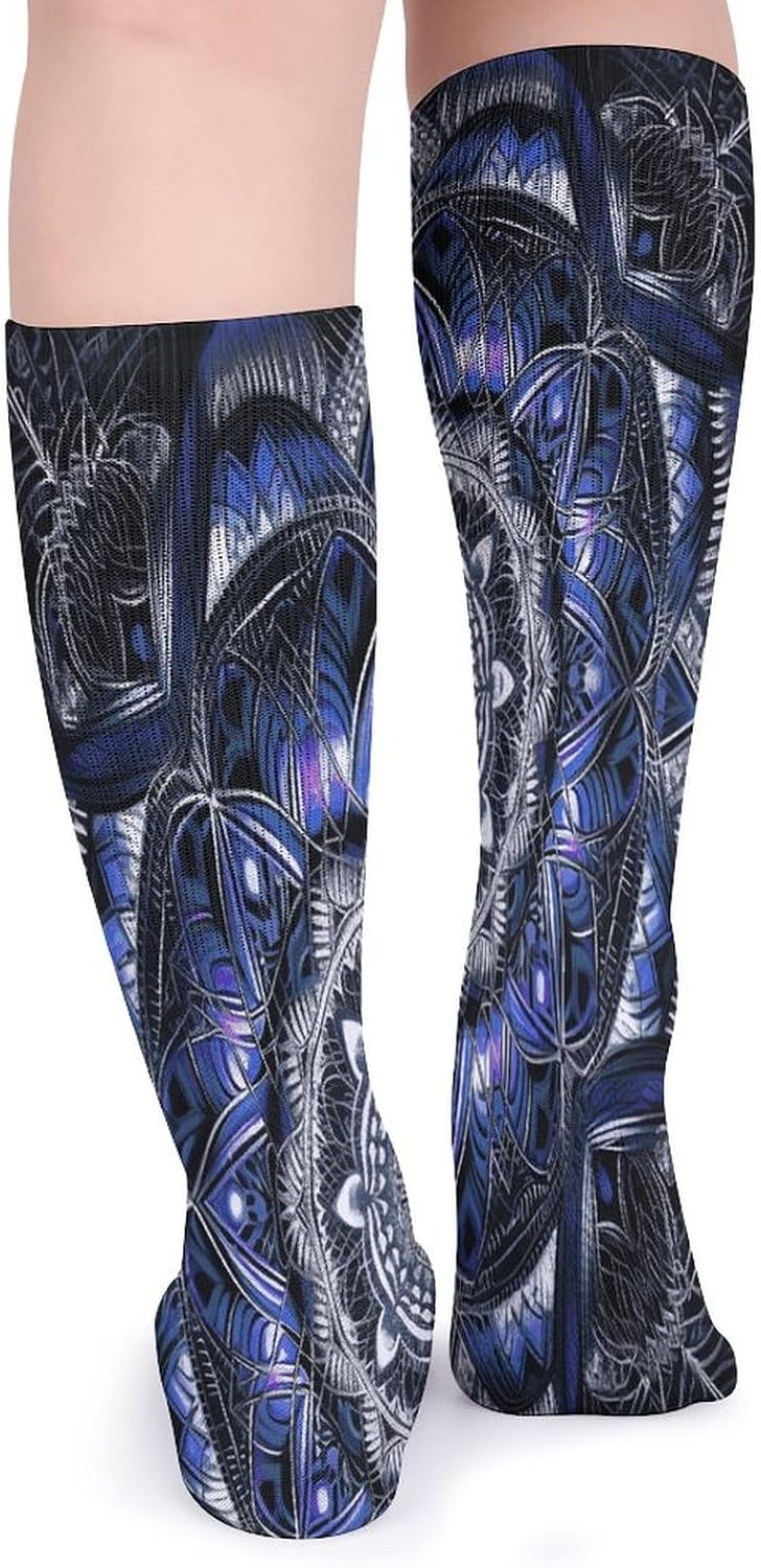 Rectangle Mandala Knee High Socks Cozy Knee High Socks Soft Mid-Length Sock for All Seasons Daily Wear Adult