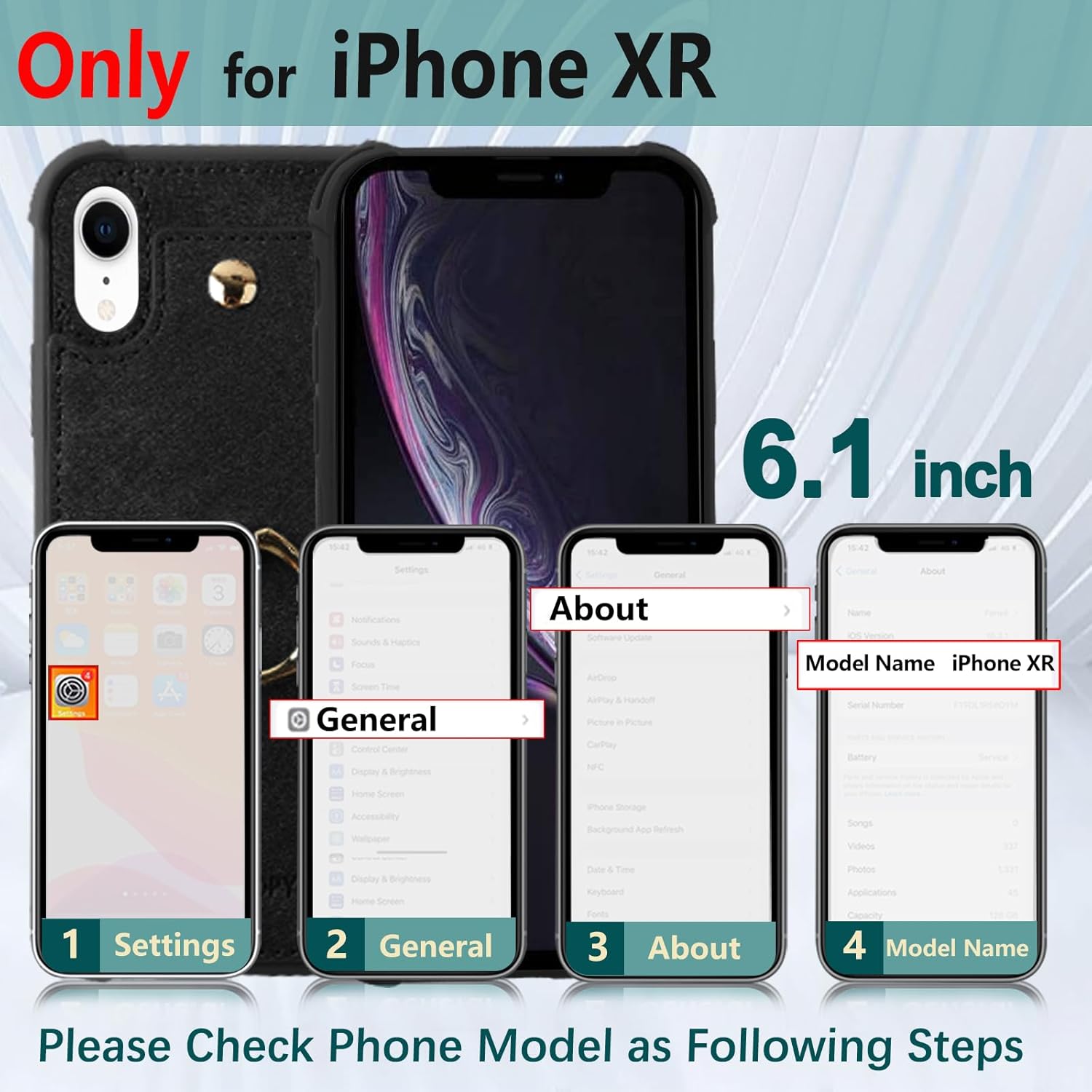 Wallet Case Compatible for iPhone XR/10R with Credit Card Holder,Leather Shockproof Protective Phone Cover Supports 360°Rotation Ring Stand and RFID Blocking for iPhone XR,iPhone 10R,Black