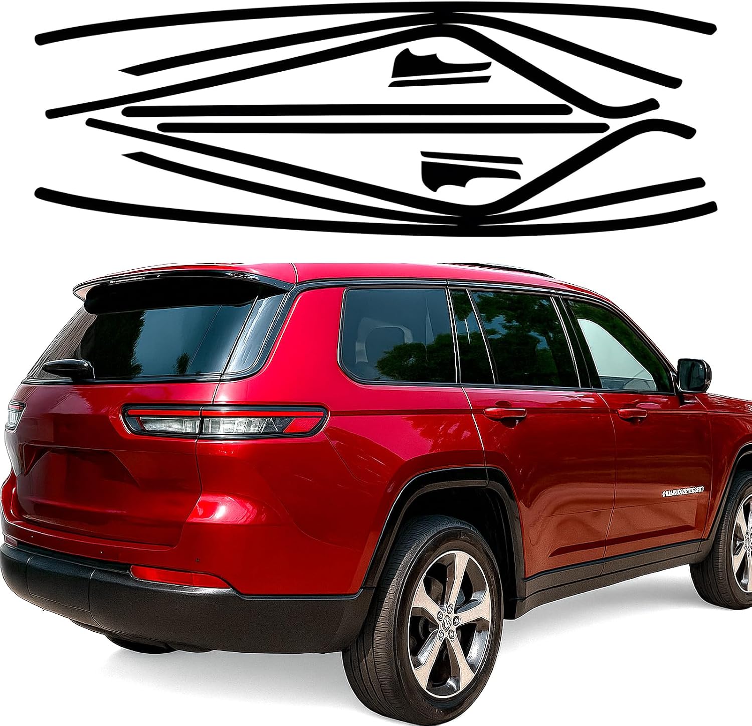 Side Chrome Delete Vinyl Wrap Kit fit for 2021 2022 2023 2024 2025 Jeep Grand Cherokee L Accessories Window Trim with Gloss Black Blackout Film