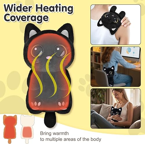 Vista 19 de Highland Cow Almohadillas térmicas para microondas para vientre, cuello y hombros, felpa calentable con calor húmedo, funda de felpa extraíble