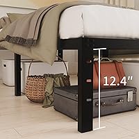Vista 13 de Base de cama tamaño Queen de 12 pulgadas, no necesita somier, base de colchón de plataforma de metal resistente con listones de acero
