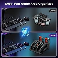 Vista 7 de Cargador de controlador de interruptor para Nintendo Switch 2 y 1 y OLED, base de carga rápida Joycon 8 en 1, estación de carga Joycon