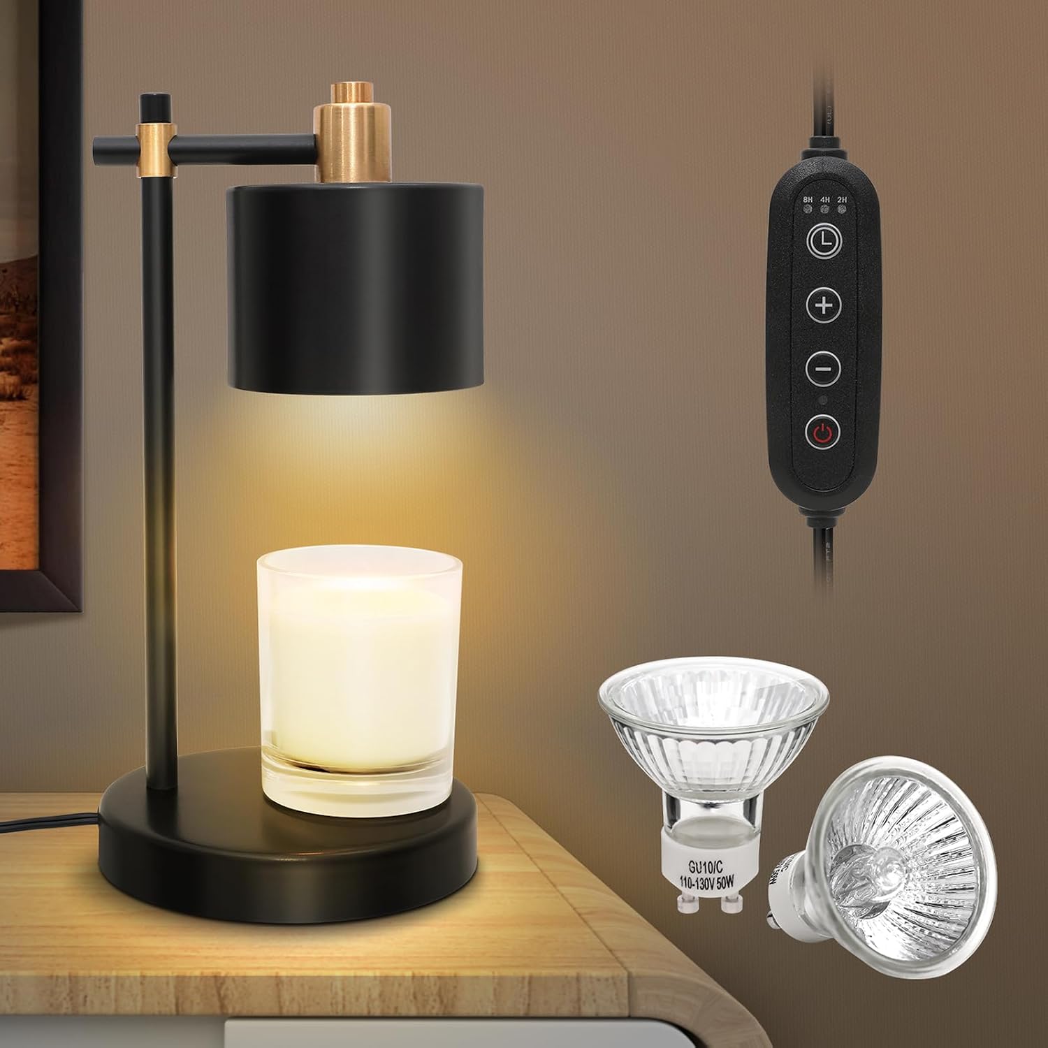Gecuyobi Candle Warmer Lamp With Timer & Dimmable Light - No Flame, Fits All Jar Candles, Includes 2 Bulbs (Bronze) - View #10