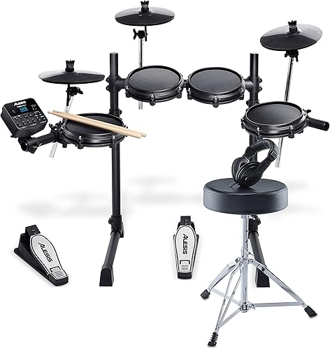 Alesis Drums Turbo Mesh Kit Bundle - Juego completo de batería eléctrica con un kit de batería electrónica de malla de siete piezas, trono de