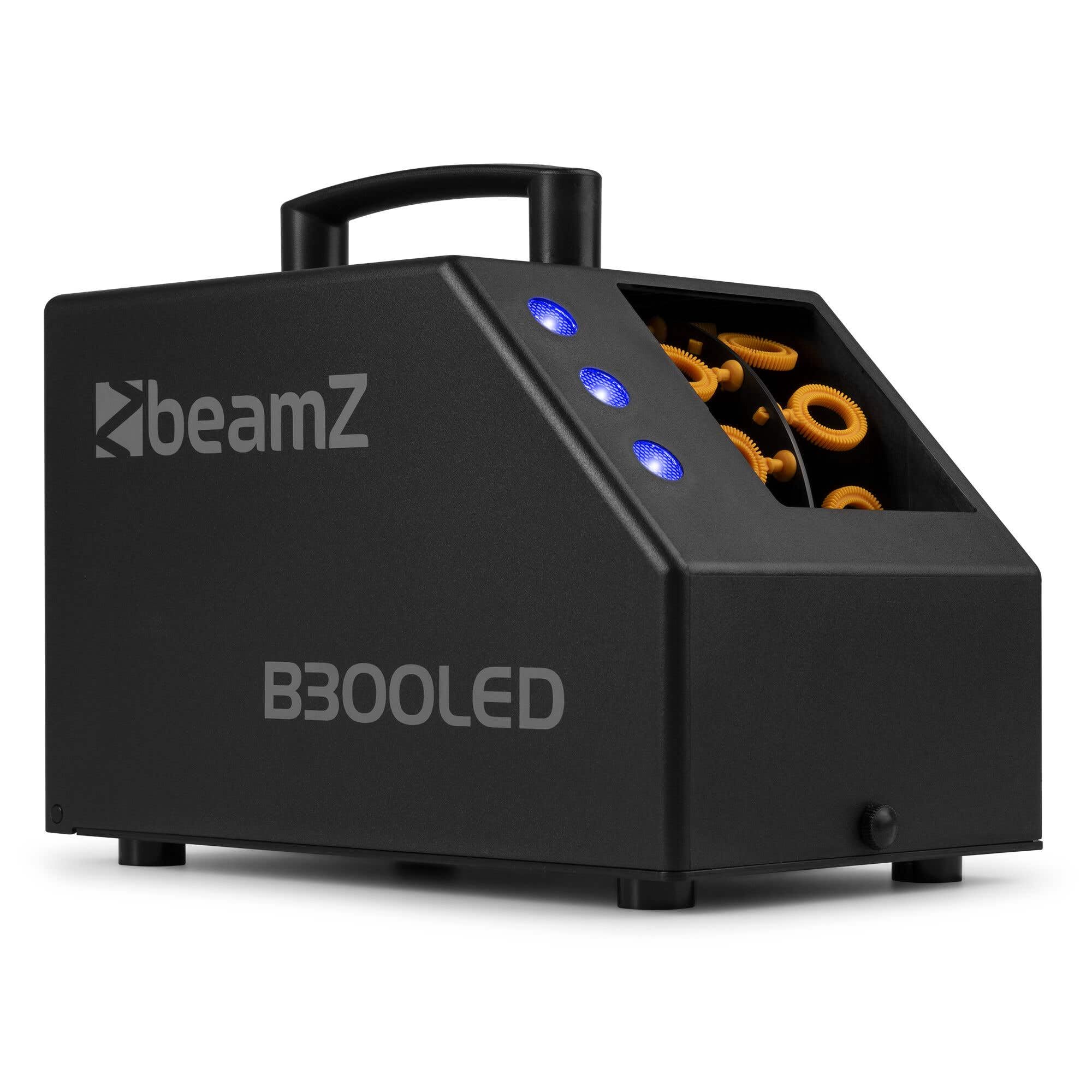 BeamZ B300LED Macchina per bolle per bambini, matrimonio/serata, con LED RGB – Ventilatore potente, doppia ruota, maniglia, telecomando, serbatoio 700 ml, ideale per feste all'aperto