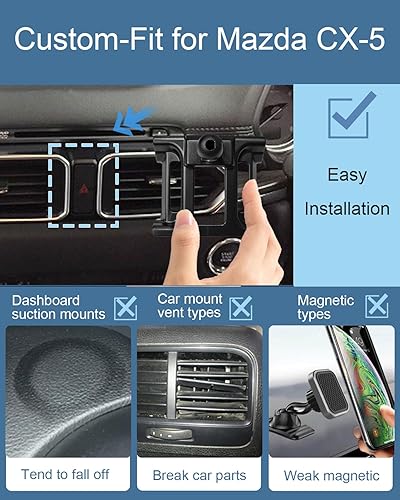 Miniatura 2 de oricarmes Soporte de teléfono Mazda Cx5 para Mazda Cx5 Accesorios 2023 Ajuste personalizado para Cx-5 Soporte de teléfono 2017-presente compatible