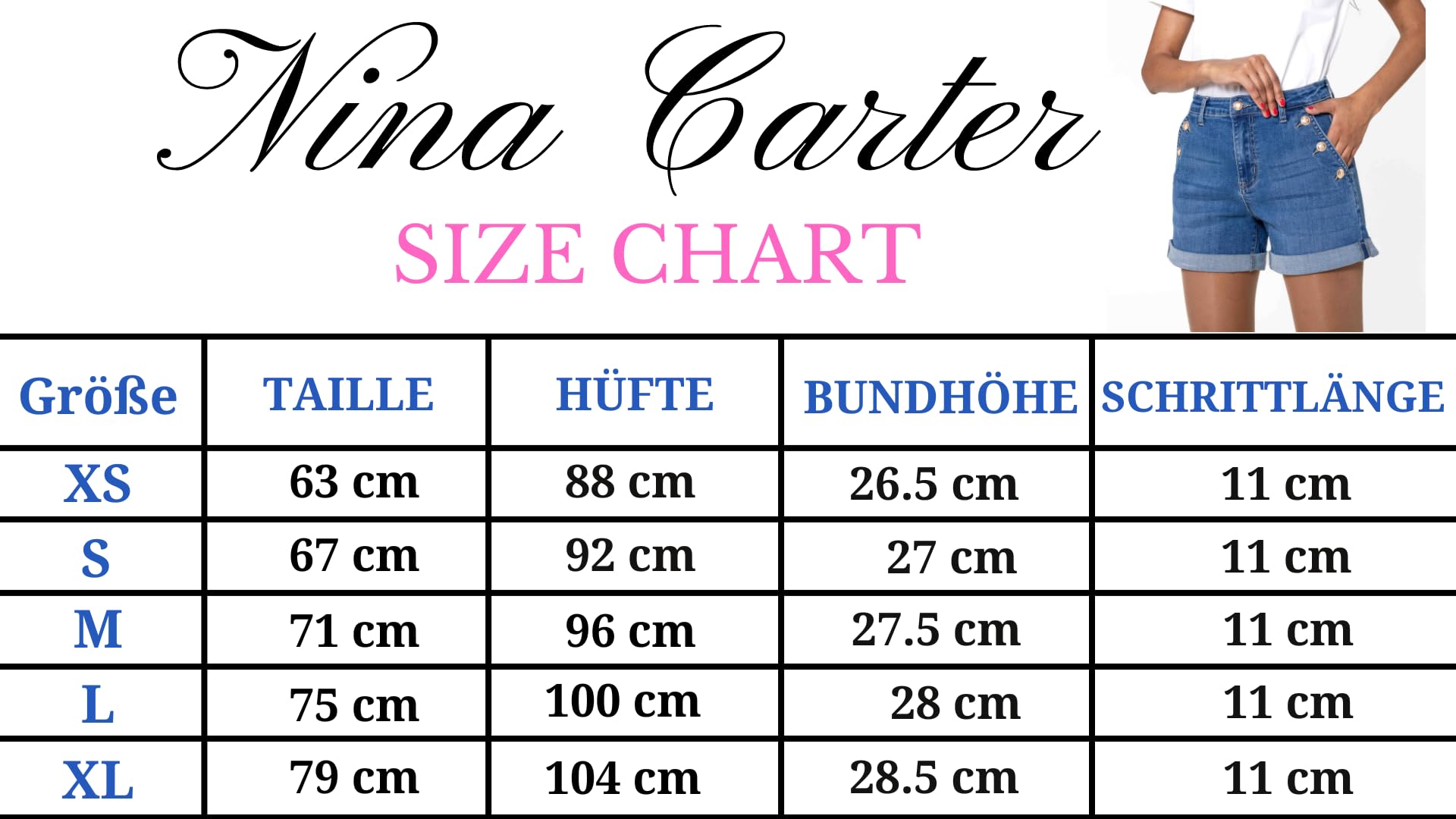 Nina Carter Damskie szorty dżinsowe z wysokim stanem, styl used look, eleganckie letnie szorty jeansowe krótkie spodnie