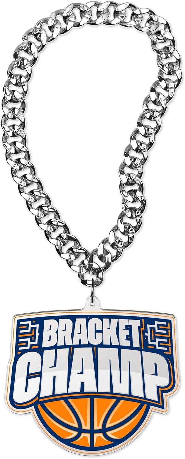 TrophySmack Bracket Champion Chain - March Madness Office Pool Winner Trophy - Basketball Tournament Prize, Large Acrylic Necklace Award & Party Prop