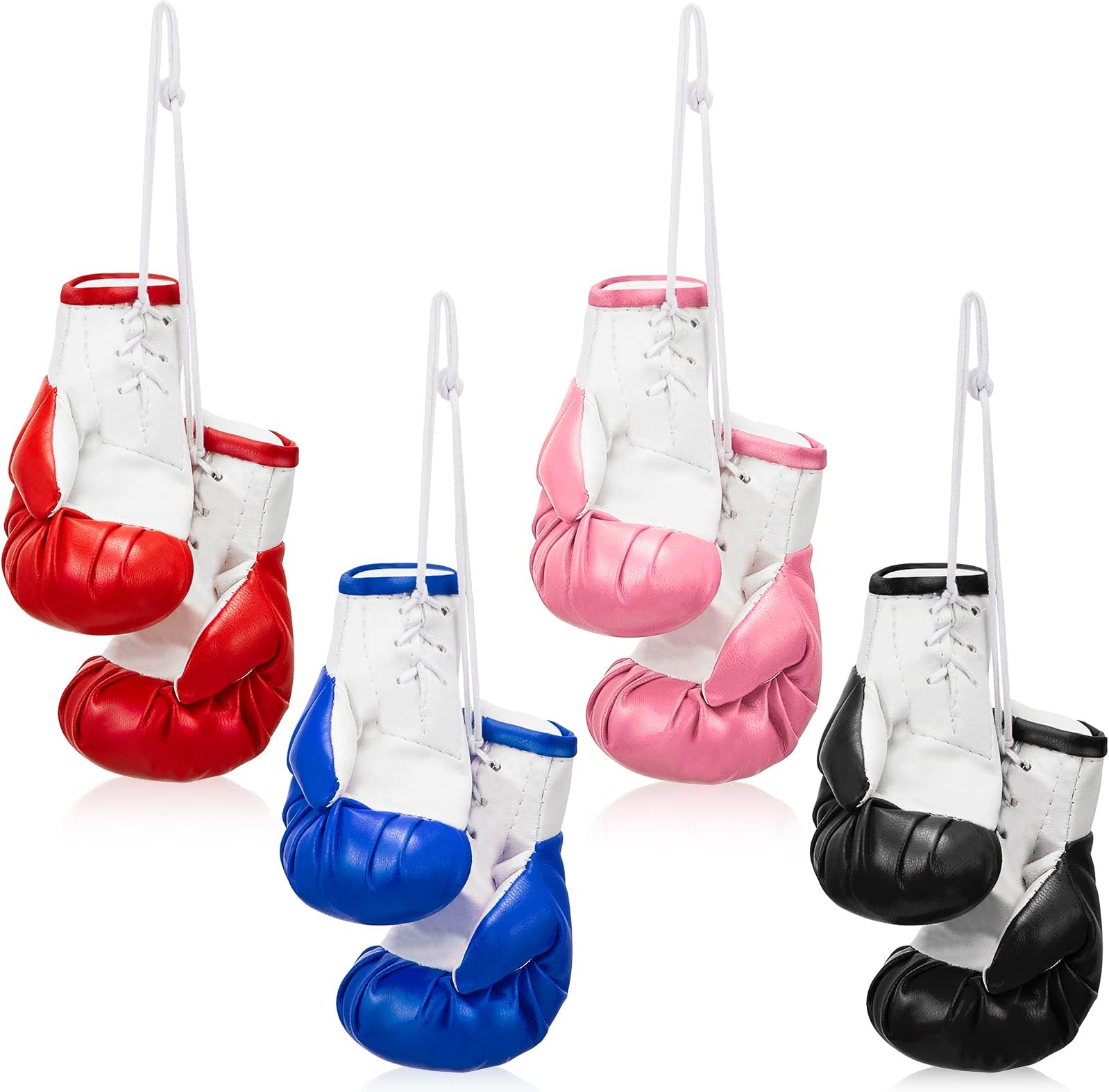 4 Pairs Mini Boxing Gloves Miniature Boxing Glove Keychain Boxing Ornament for Car Mirror Home for Hanging Decoration Accessories