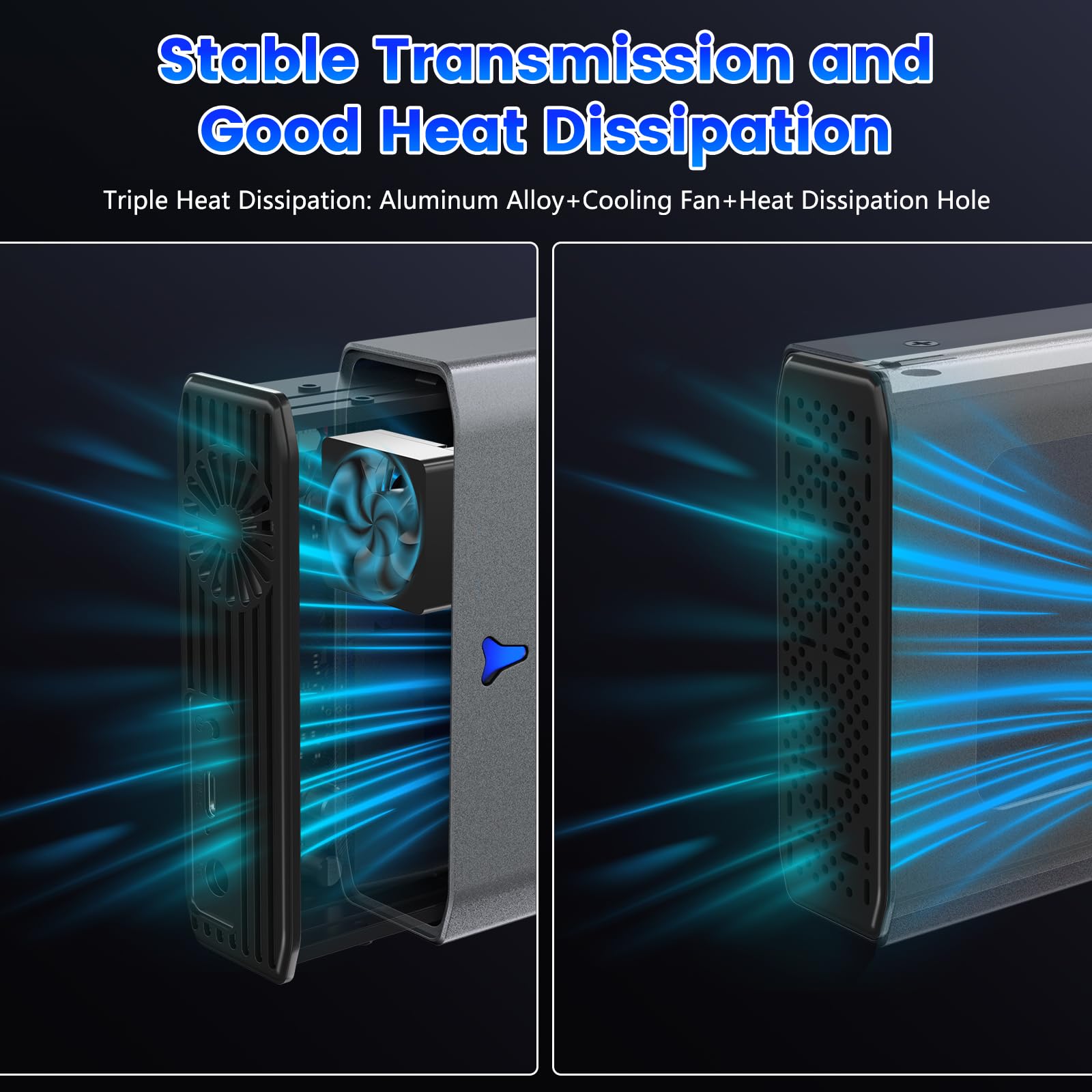 Adaptador SAS a USB 3.0, estación de acoplamiento de disco duro SAS para SSD HDD de 2.5/3.5 pulgadas, carcasa externa sin herramientas con adaptador de alimentación de 12 V/2 A y ventilador de