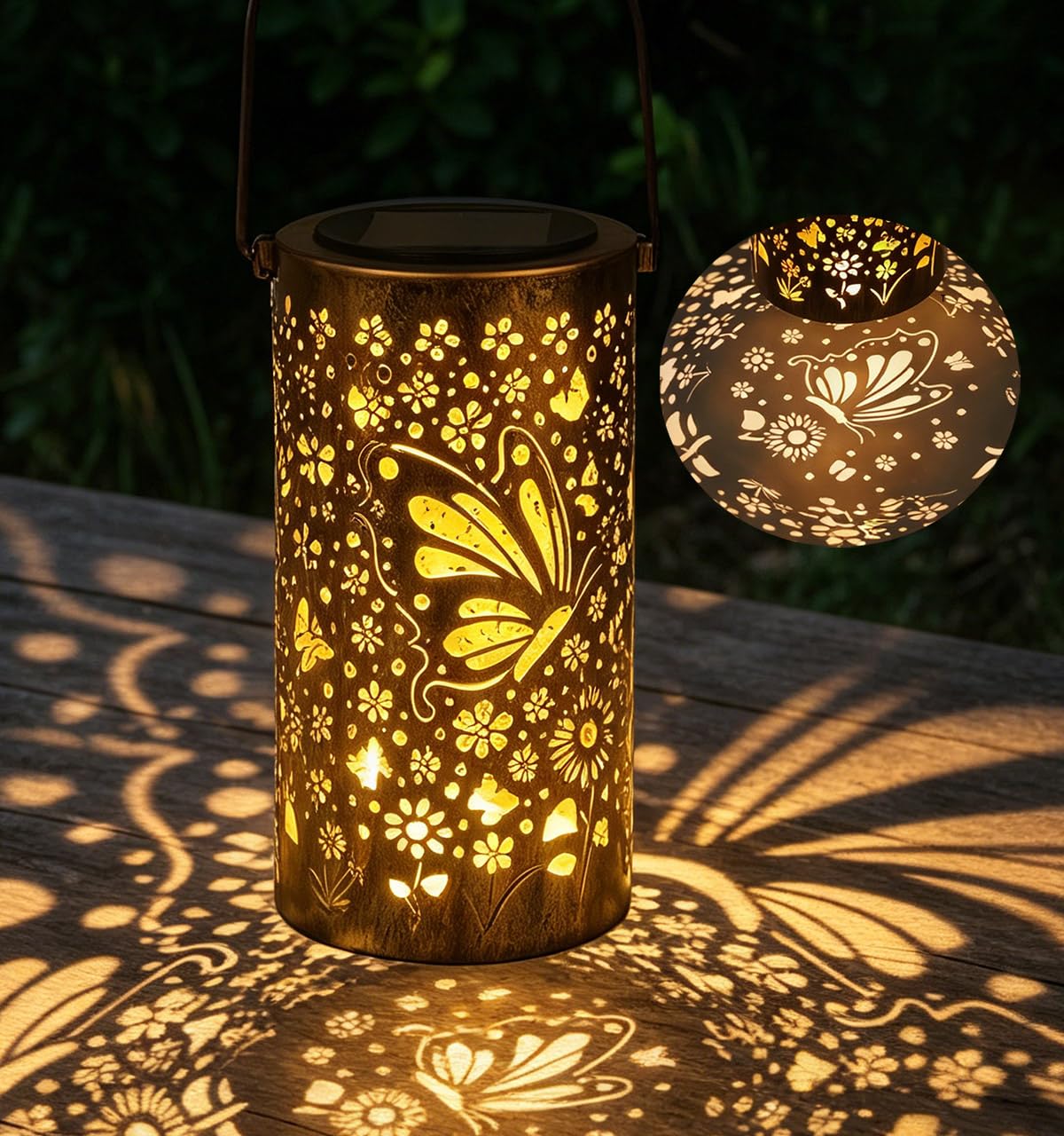 Solar Lantern Outdoor Garden, Birthday Gifts for Women Mum Wife Grandma, 2026 Newest Design Butterfly & Sunflower Garden Light, IP65 Waterproof, 800mAh Battery, Auto On & Off for Patio Yard Decorative