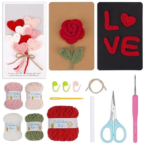 Alvian Valentine's Day Crochet Greeting Card Making Kit for Beginners
