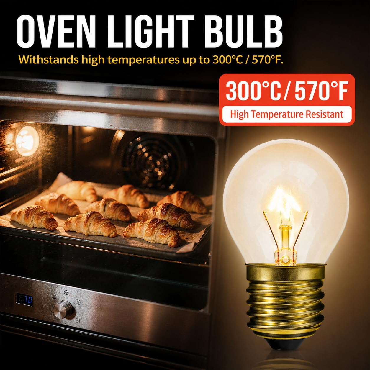 Visther Lot de 2 ampoules G45 de 40 W à haute température de 300 ℃ pour four, réfrigérateur, micro-ondes, culot moyen E26, 110 à 130 V, intensité variable