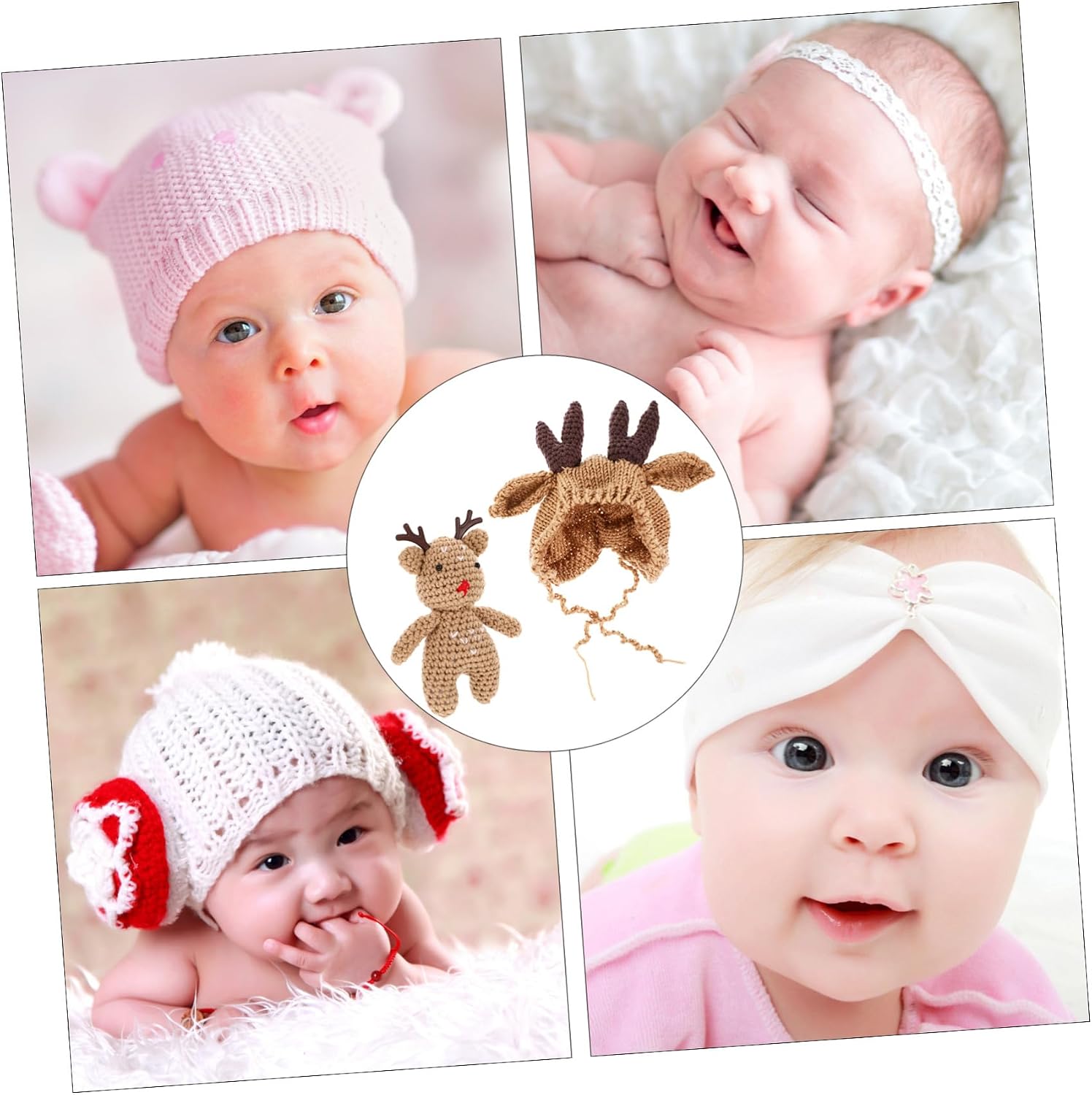 LIFKOME Newborn Winter Hat Infant Boys Girls Wool Hat Holiday Reindeer Cap Baby Comfortable Knitted Cap Brown