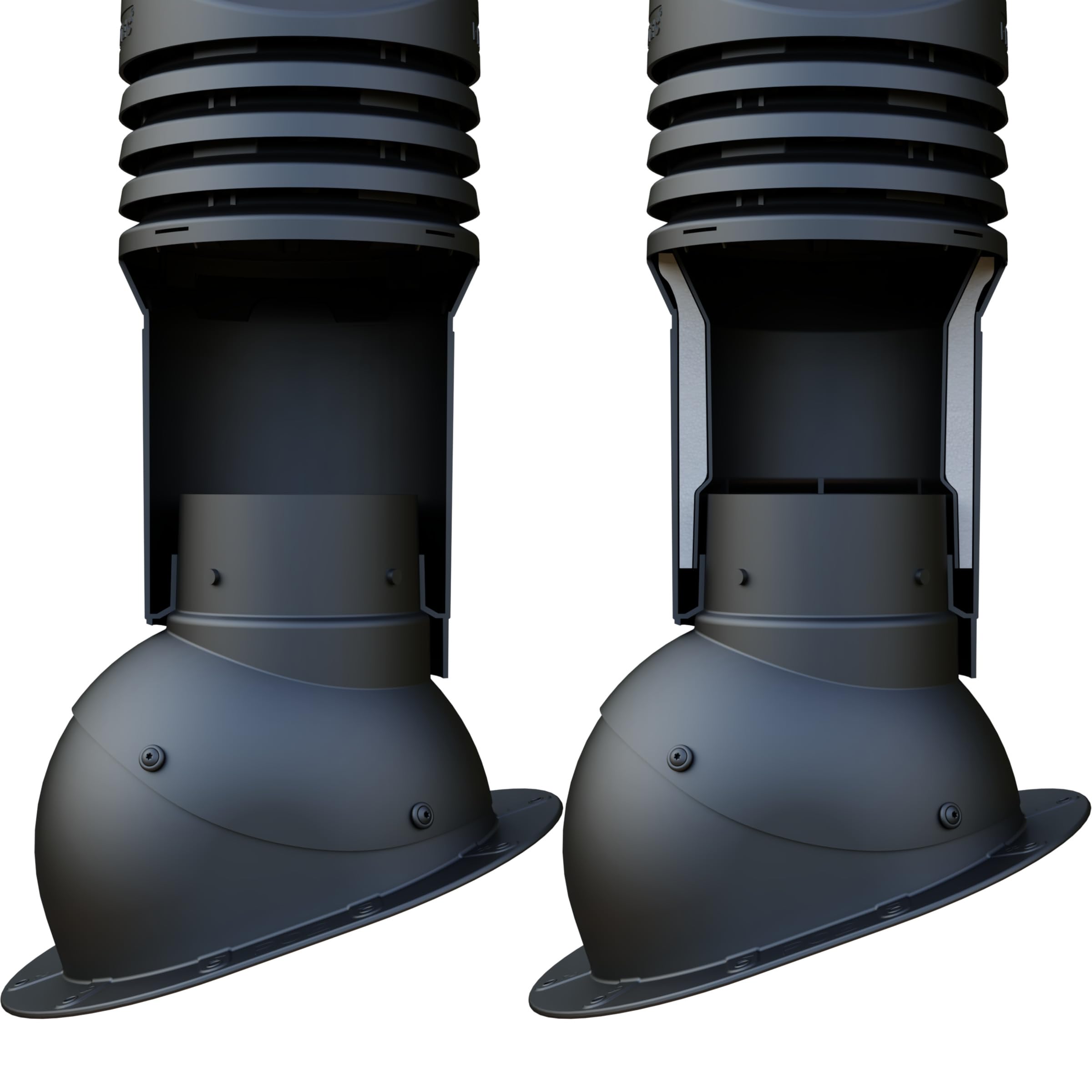 Parotec Isolierter Entlüftungskamin DN 125 mm für BRAAS - TAUNUS Dachziegel – gedämmter passiver Dachlüfter, verhindert Kondenswasser (RAL 8017 - Braun)