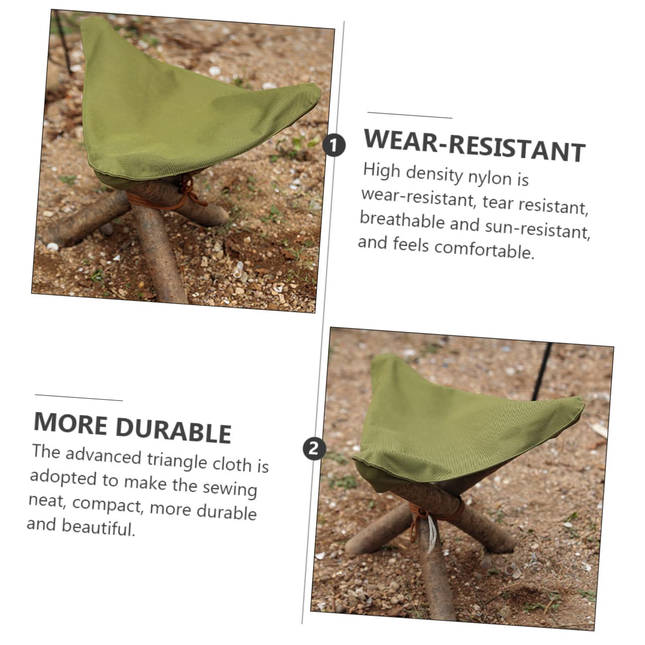 Abaodam 3 Pezzi Sgabello Da Pesca Portatile Sgabello Da Campo Imbottito Posto a Sedere Pieghevole Sgabelli Panno Per Sgabello Da Campeggio Strumento Di Pesca Alto Piccolo Green Nylon