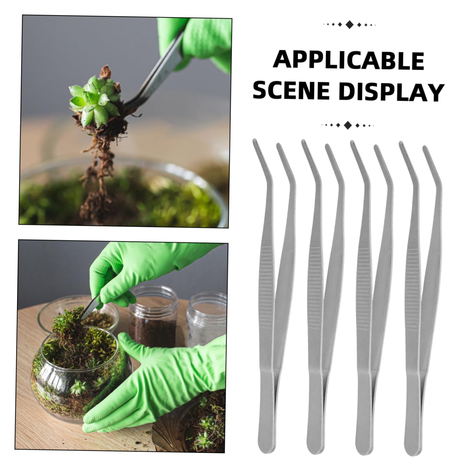 Levemolo Stainless Steel Curved Tweezers Set for Garden Reptile Care and Diy Crafting