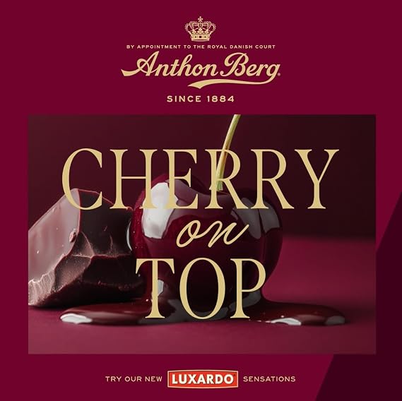 Anthon Berg Luxardo Cherry Sensations, 10 Dark Chocolate Bottles Filled With Rich Liquid Cherry Filling, 155 g (Pack of 1)