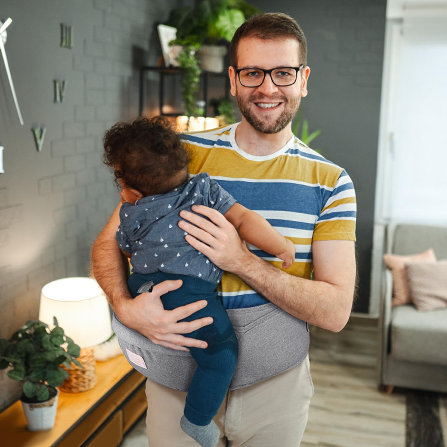 GAGAKU Ergonomico Hipseat Marsupio Seggiolino per bambini a vita leggera sgabello 0-36 mesi poliestere neonato - Grigio