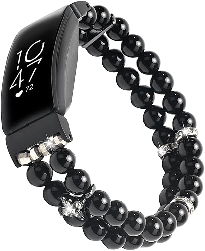 Compatible con Fitbit Inspire HRInspire 2 & Inspire Bandas para mujeres y niñas, pulsera elástica hecha a mano con perlas de moda para Inspire
