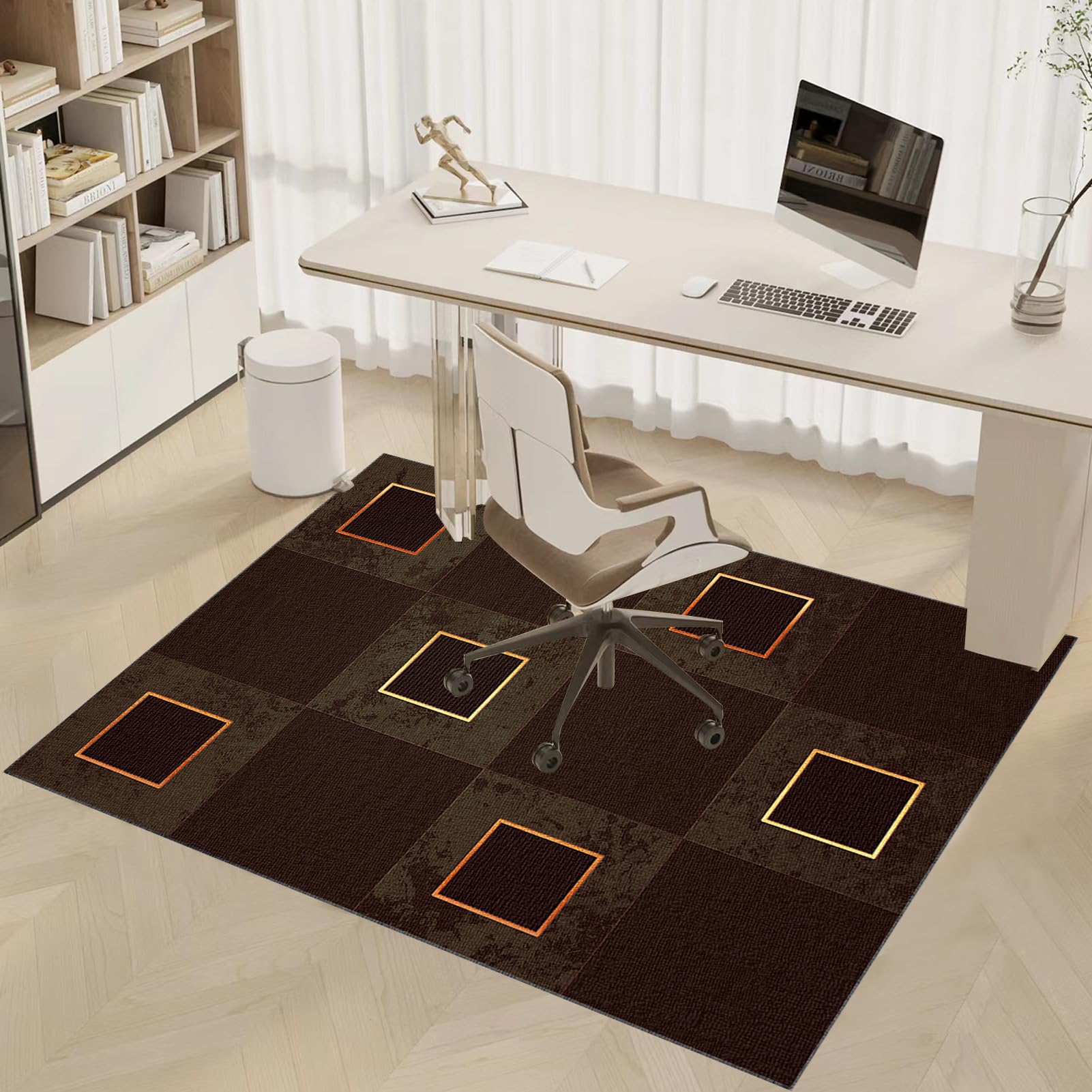 Alfombrilla protectora para silla de escritorio, 70 x 100 cm, antideslizante, de tela, para silla de oficina, protege los suelos de parquet de las ruedas de las sillas