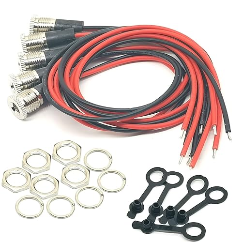 Paquete de 5 adaptadores de cable de carga hembra DC-099 DC de montaje en panel hembra de 0.217 x 0.098 in con conector de enchufe de alimentación