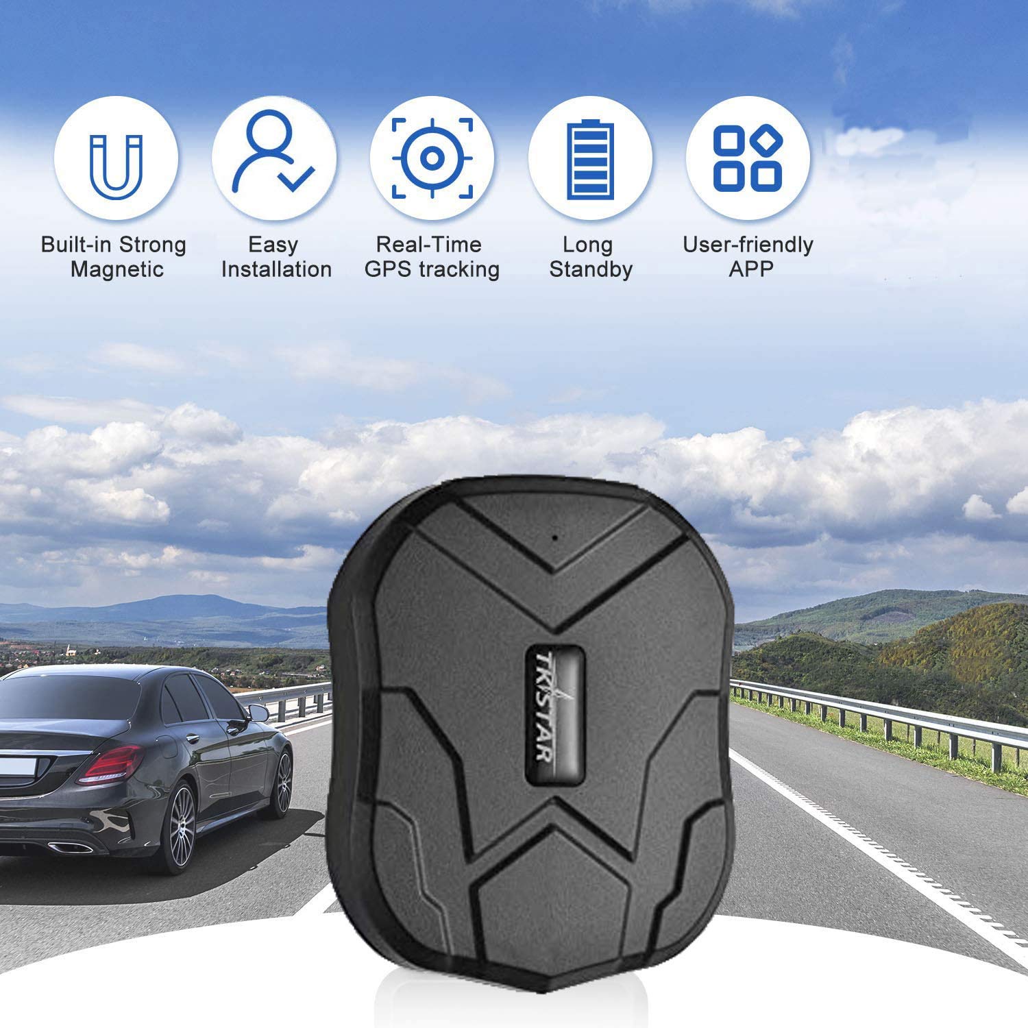 TKSTAR GPS Tracker, Tracker GPS per veicoli in tempo reale impermeabile portatile dispositivo di tracciamento magnetico per 90 giorni di standby, sistema di monitoraggio e monitoraggio libero TK905