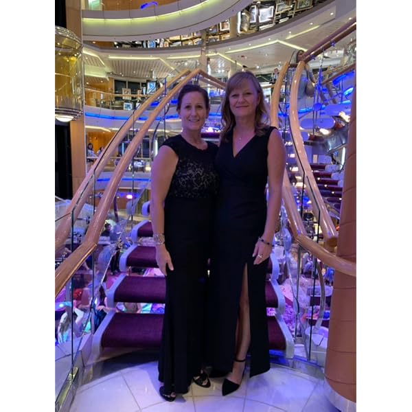 WOOSEA Women Sleeveless V Neck Split Evening Cocktail Long Dress Navy Blue