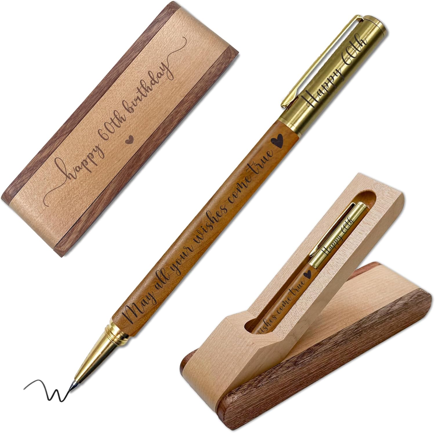 60th Birthday Gifts for Women, Men, 60 Year Old Birthday Gifts for Women, 60 Bday Keepsake For Her Him Husband Wife Dad Boss Friend, Turning 60 Present Executive Ballpoint Pen Set Present