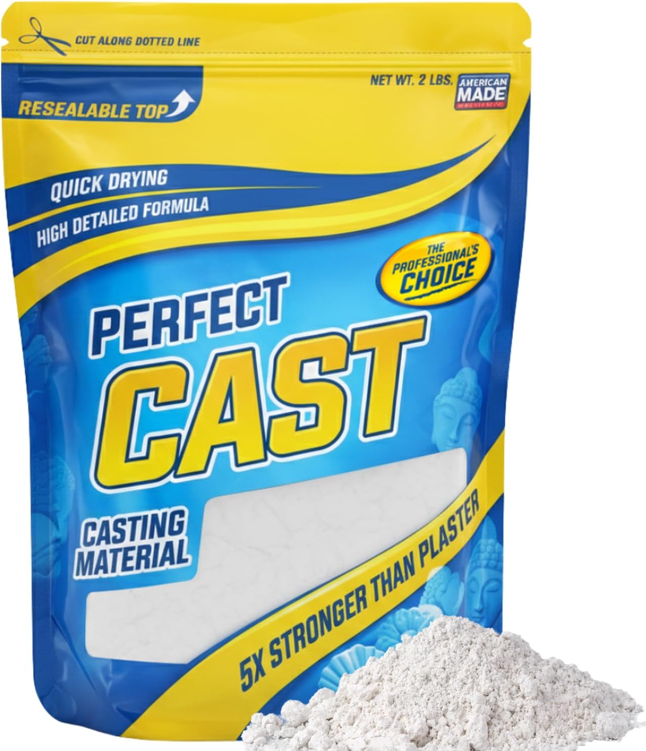 Perfect Cast Mold Casting Powder, Fast-Curing, Non-Toxic, Water-Based Material for DIY Sculptures, Jewelry, Crafts & Models, USA Made, 2 lb Bag