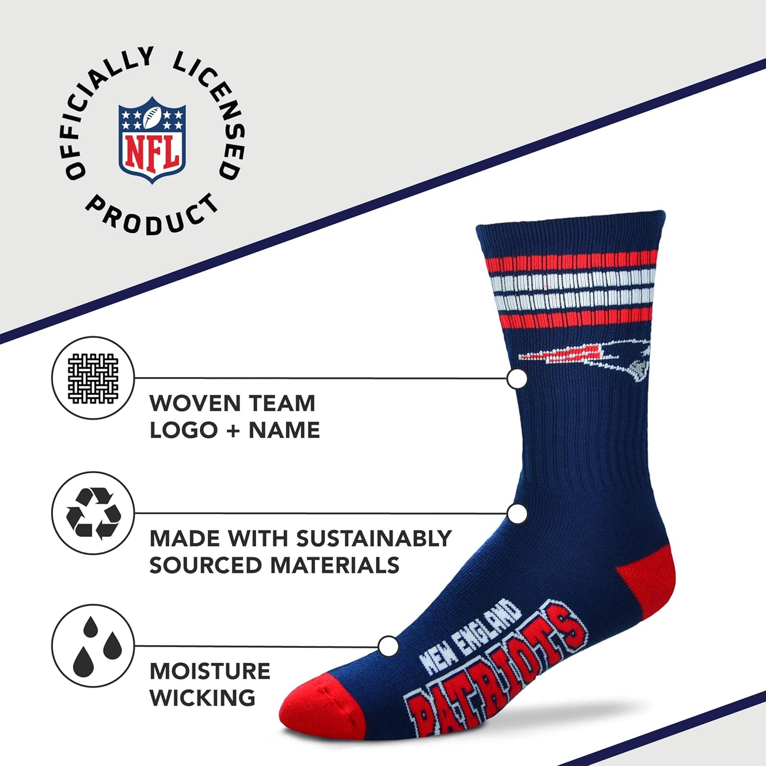 For Bare Feet Youth Philadelphia Eagles 4-Stripe Deuce Quarter-Length Socks
