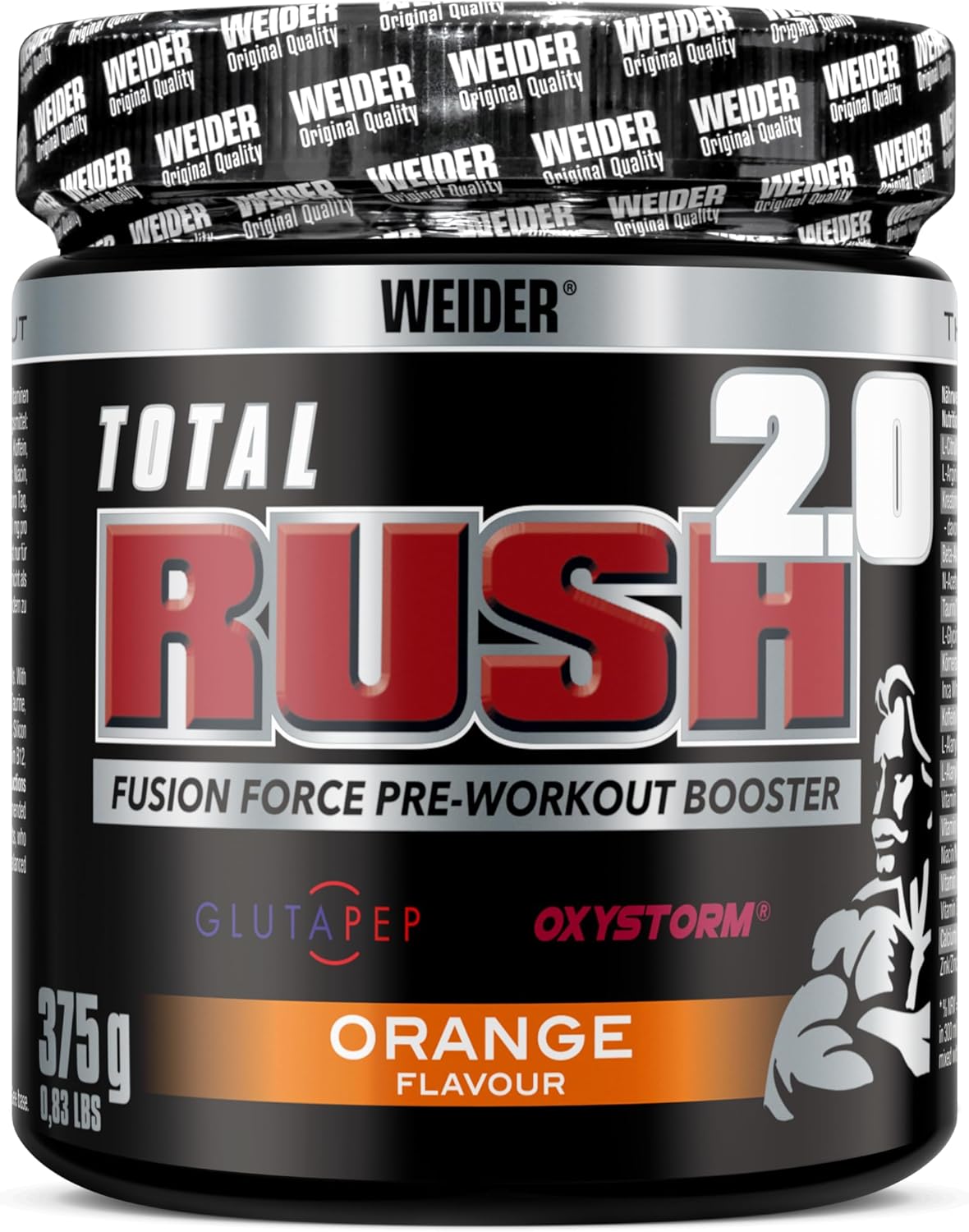 Weider Total Rush 2.0 Pre-Workout Formula, Orange, The Legal Pre-Workout, Focus + Power, Serious Pump, 15 servings