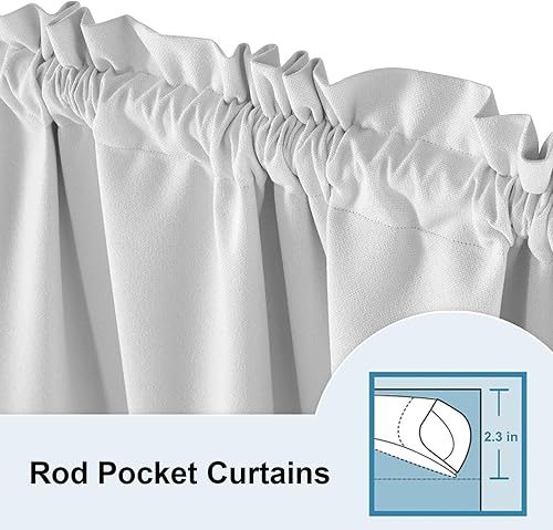 Miniatura 2 de LOYOLADY Cortinas opacas de lino blanco de 102 pulgadas de largo, juego de 2 paneles de cortinas con aislamiento térmico para sala de estar,