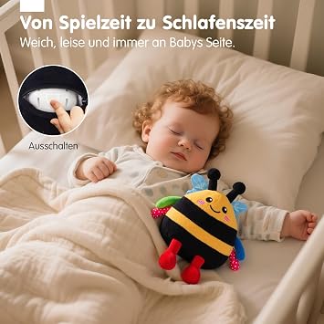 Hahaland Baby Spielzeug 3 6 7 8 9 10 12 MonateBiene Kuscheltier Musikalische Spielzeuge ab 1 2 jahr Mädchen JungenKrabbelspielzeug Tummy Time toy Neugeborenes Geschenk
