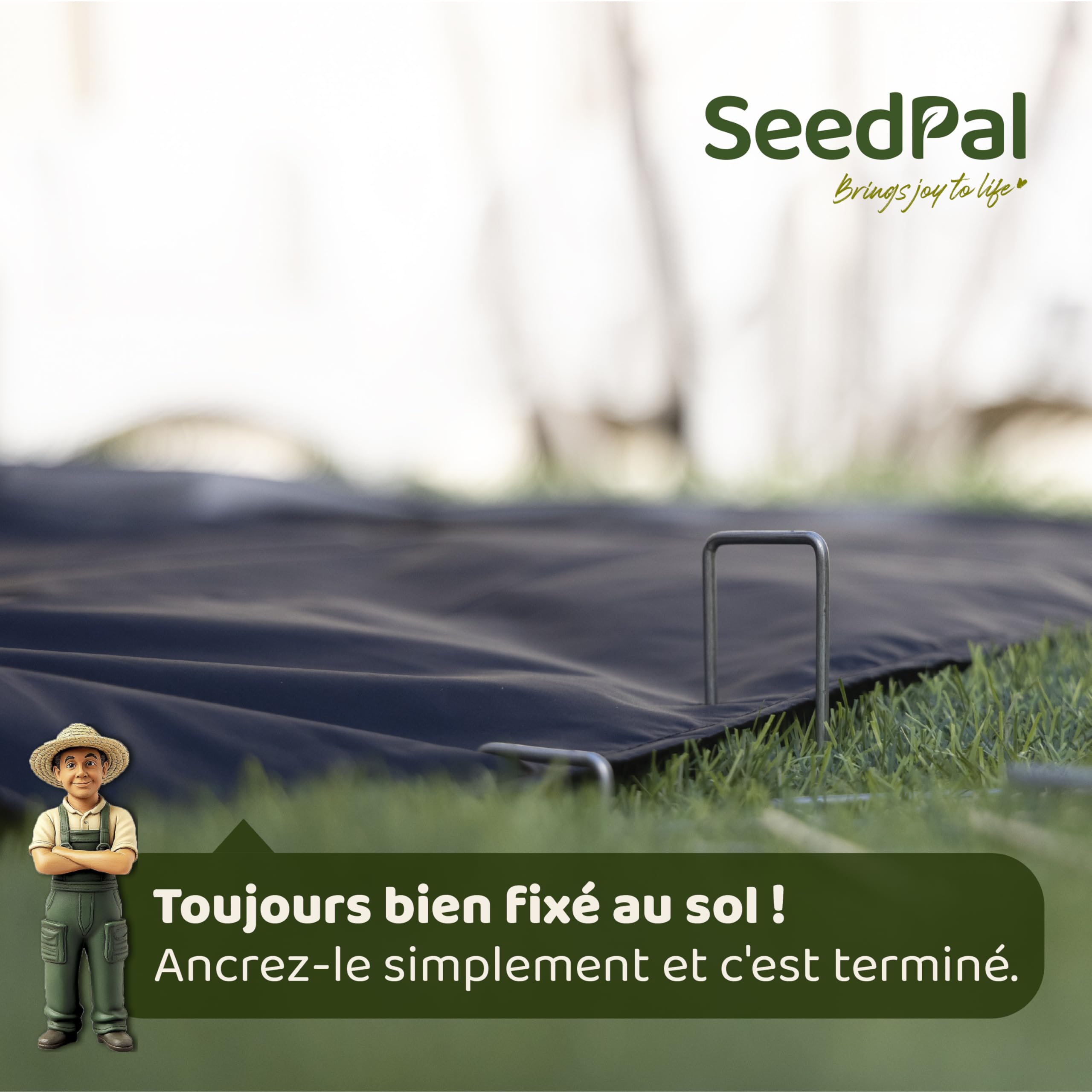 SeedPal Sardines de Fixation en Acier Galvanisé (50 Pièces) - Agrafes de Fixation pour Toile de Paillage, Grillage et Tente - Piquets de Jardin 150 mm Long, 25 mm Large, Ø 3 mm