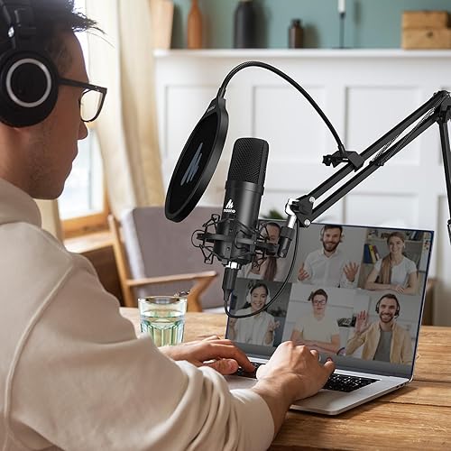 Miniatura 8 de MAONO Kit de micrófono USB 192KHZ24BIT Plug & Play PC Podcast condensador cardioide micrófono con chipset de sonido profesional para grabación,