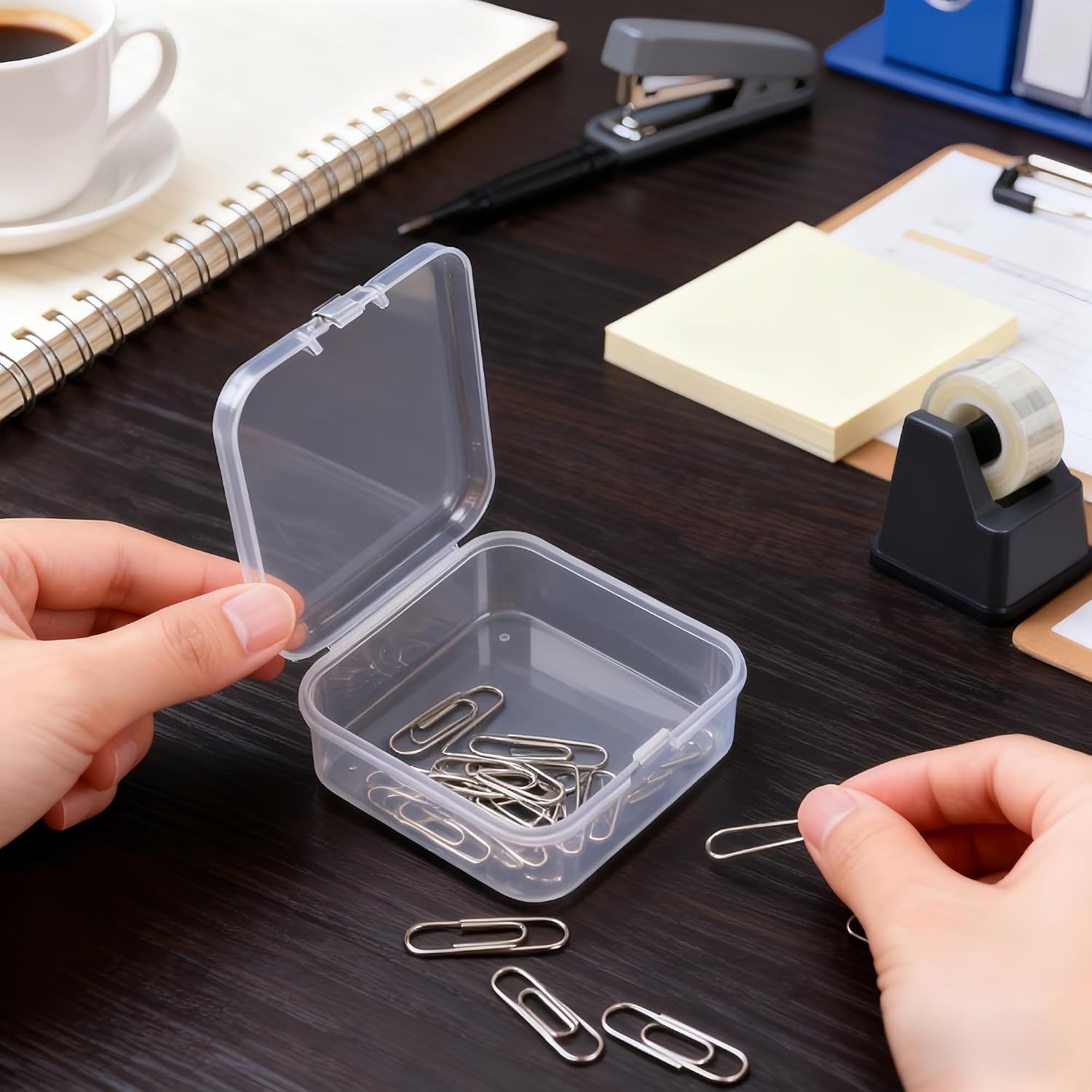 LJY 32 Clear Square Plastic Boxes, 2.5 x 2.5 x 0.8 in for Electronics image 4