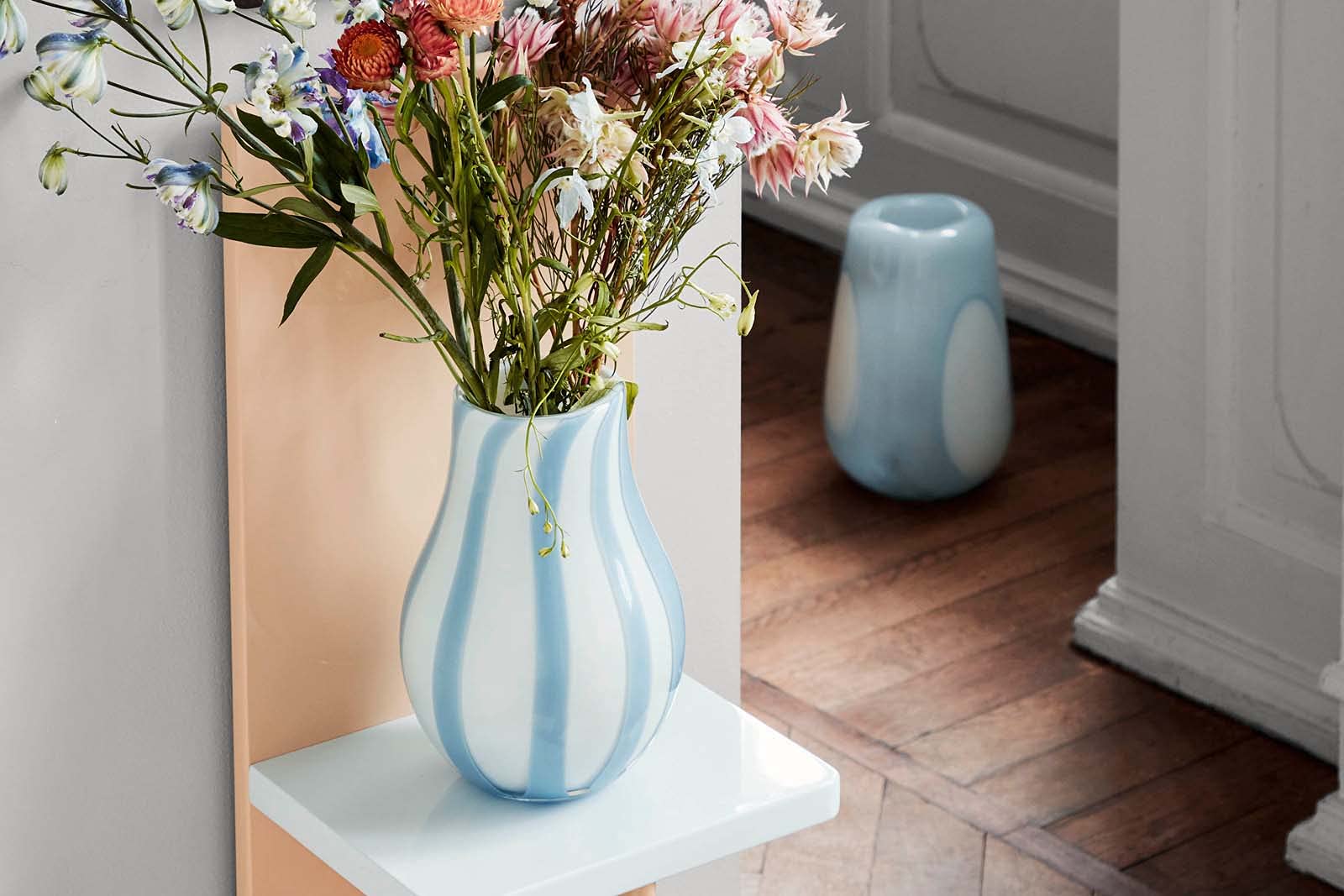 Broste Copenhagen Vase, White Blue, 22 Home & Kitchen