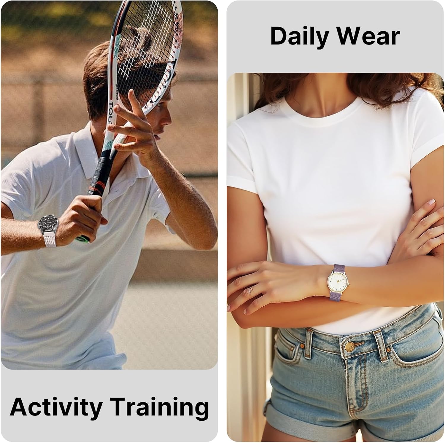 Fullmosa Magnetic Braided Watch Bands - 18mm 20mm 22mm Quick Release Replacement Wristband, Stretchy Nylon Solo Loop Compatible with Traditional and Smartwatches for Men Women - Image 7