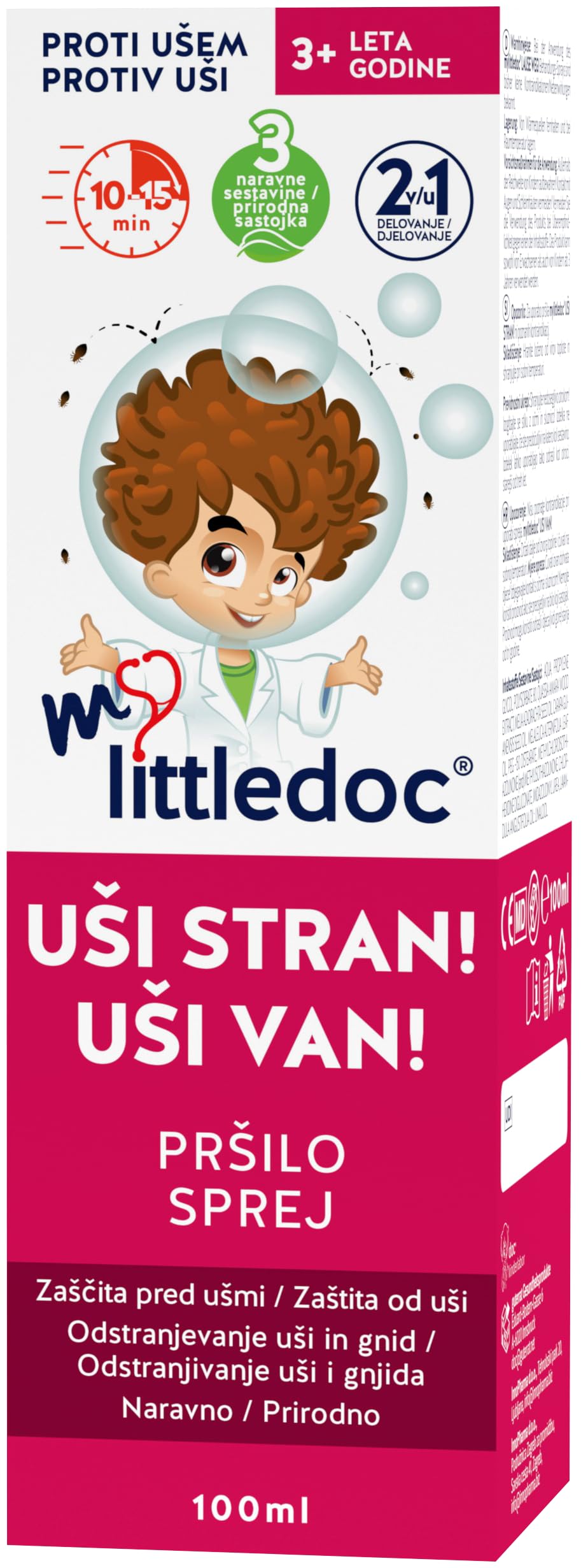 mylittledoc LÄUSE WEG! Behandlungs-Spray 100ml | Zur Behandlung von Kopfläusen und zur Vorbeugung | Für Erwachsene und Kinder ab 3 Jahren geeignet