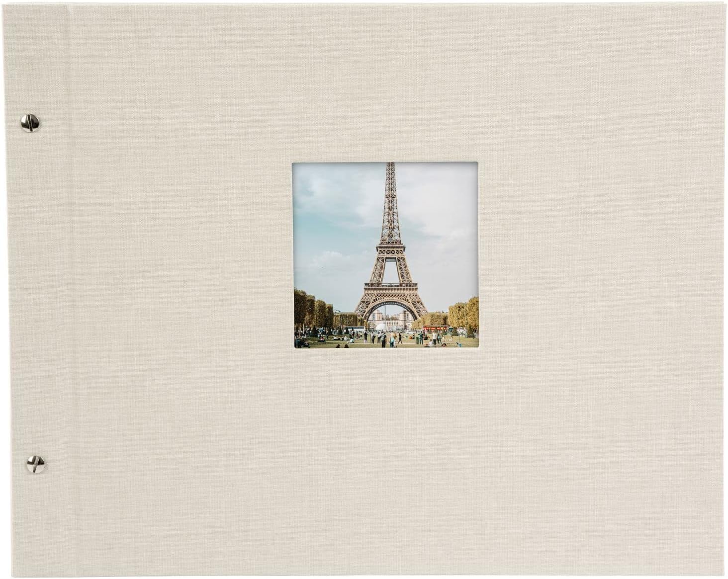 goldbuch 28523 Bella Vista - Album Fotografico con Apertura, 40 Pagine Nere e divisori in Pergamena, 39 x 31 cm, espandibile, Copertina in Lino, Colore: Grigio Sabbia