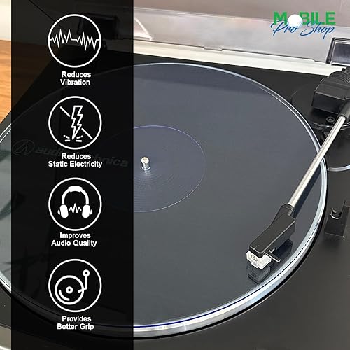 Miniatura 19 de Tapete acrílico para tocadiscos de vinilo para jugadores LP de 12 pulgadas, reduce el ruido y mejora la calidad del sonido y proporciona graves más